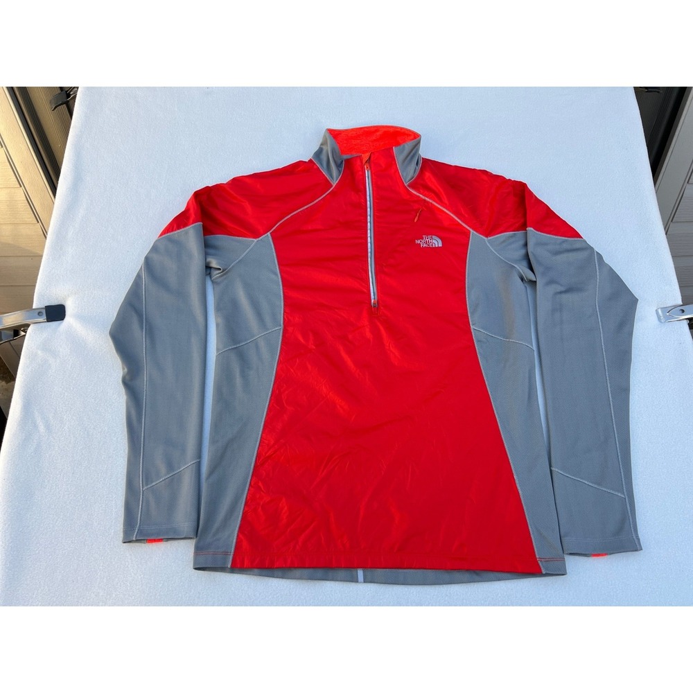 The North Face Men's Red Gray‎ Quarter Zip Pullover Athletic Jacket Size M